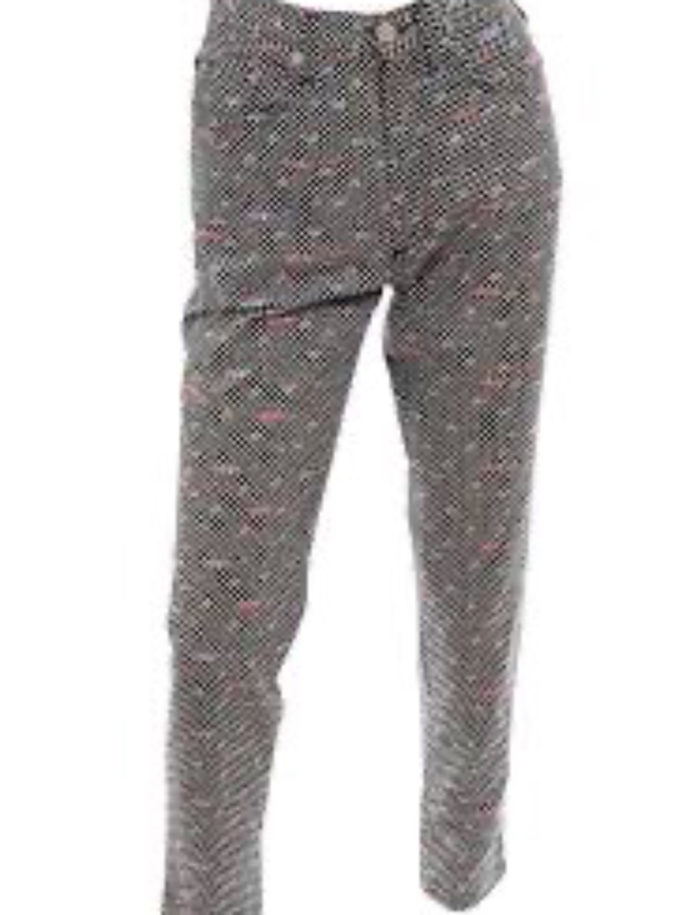 Versace Straight Leg Women's Jeans in Black Polka Dot with Pink & Yellow Accents
